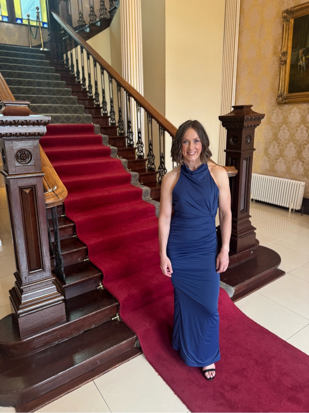 Lulu's Navy Blue Ruched Maxi Dress